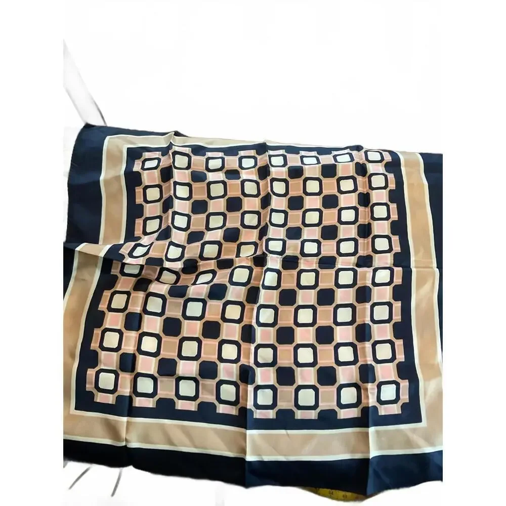 Vintage  Geometric Print Silk Scarf 22” X 22”